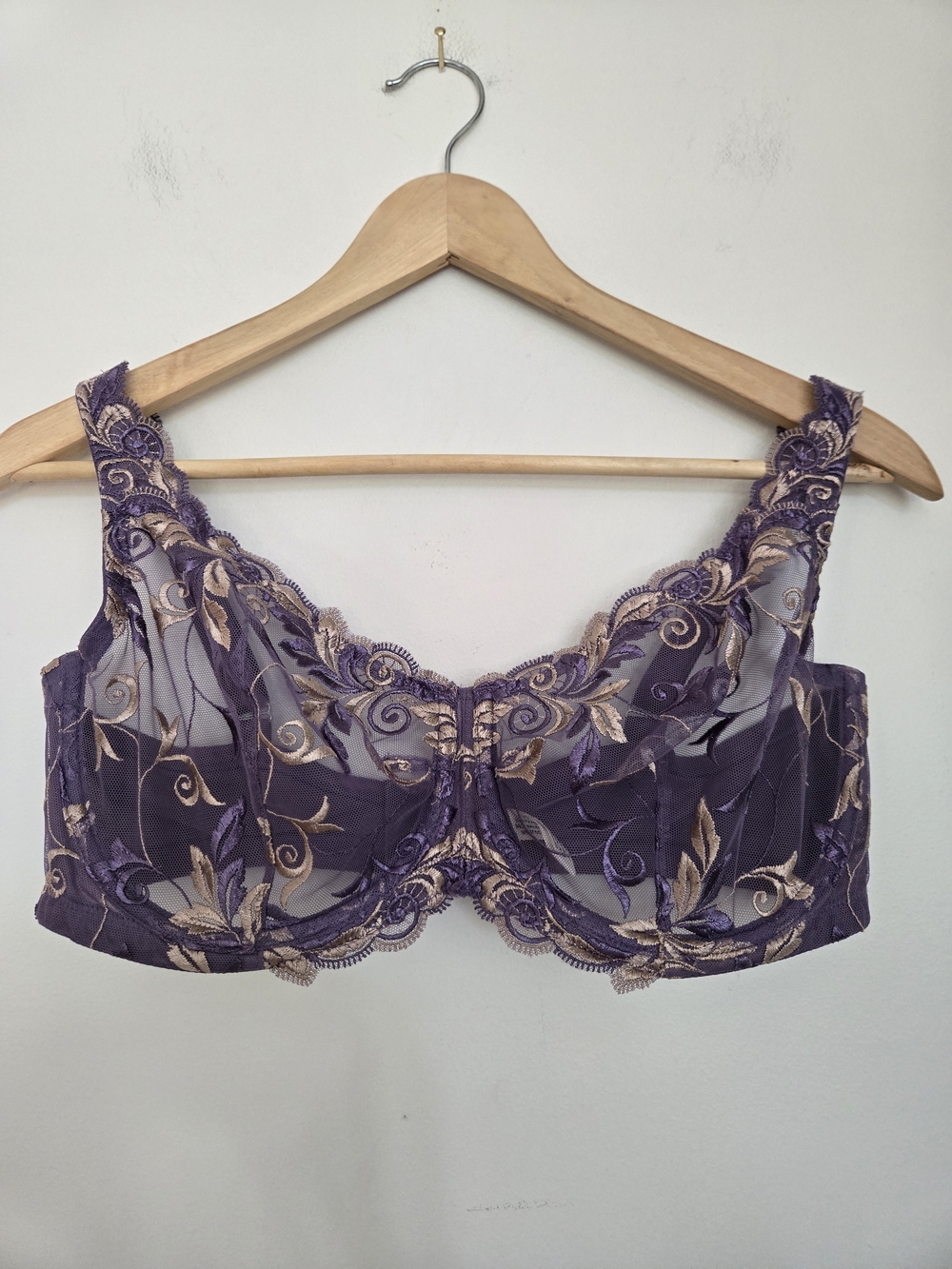 Soma Purple Lace & Gold-Trim Underwire Bra